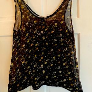 Black floral Hinge tank top
